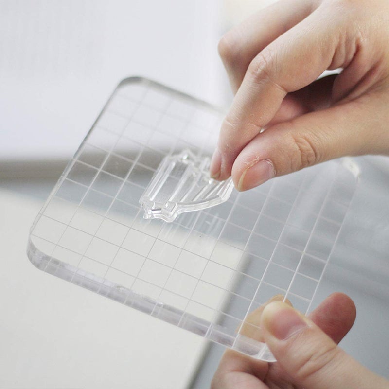 Lind Kitchen 10x10x1cm Square Stamp Block with Grid,Acrylic Clear Stamping Pad Tools for DIY Scrapbooking Crafts Making Decorative - Image 4